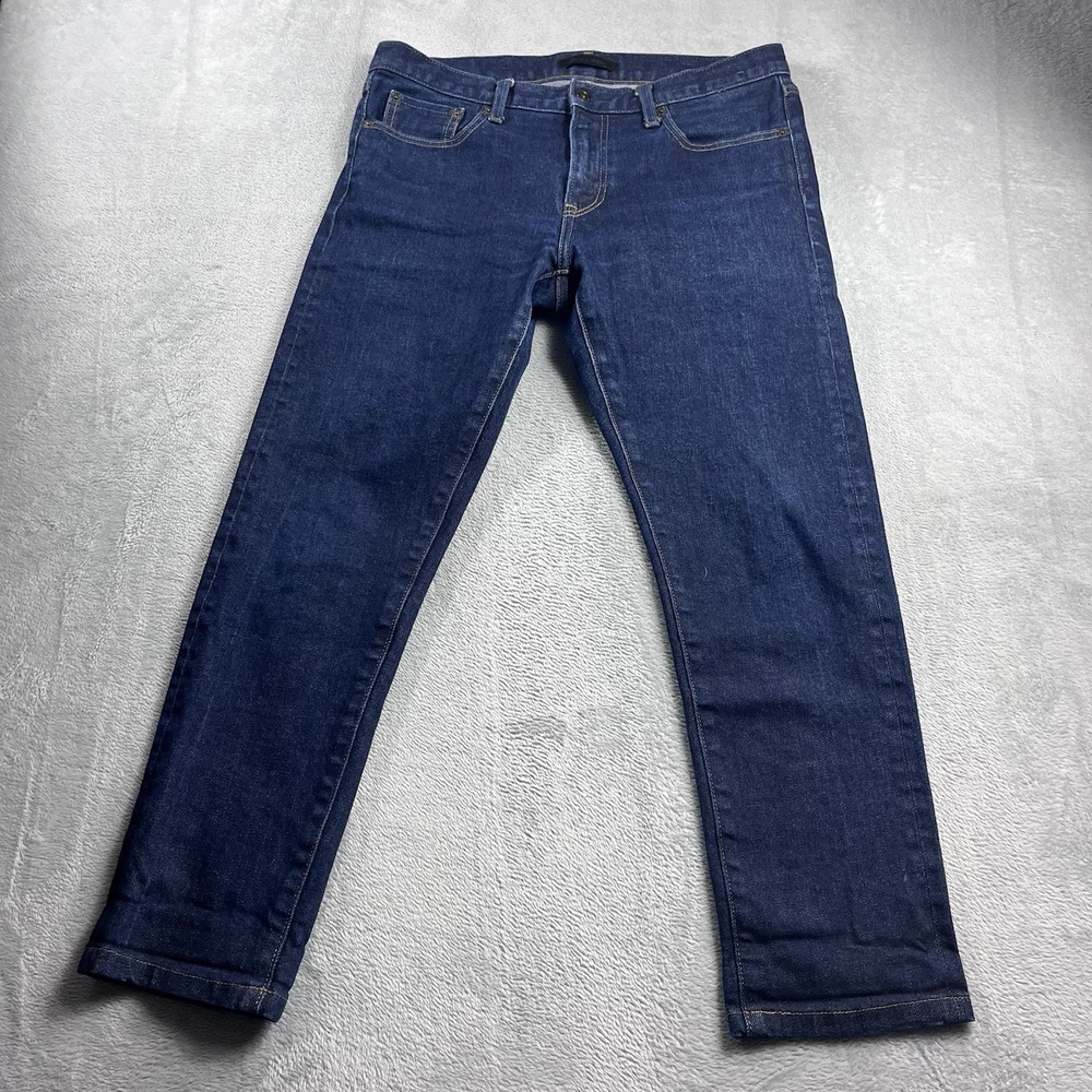 Uniqlo Mens Slim Straight Middle Rise Selvedge Blue Denim Jeans‎ Size 33x27*